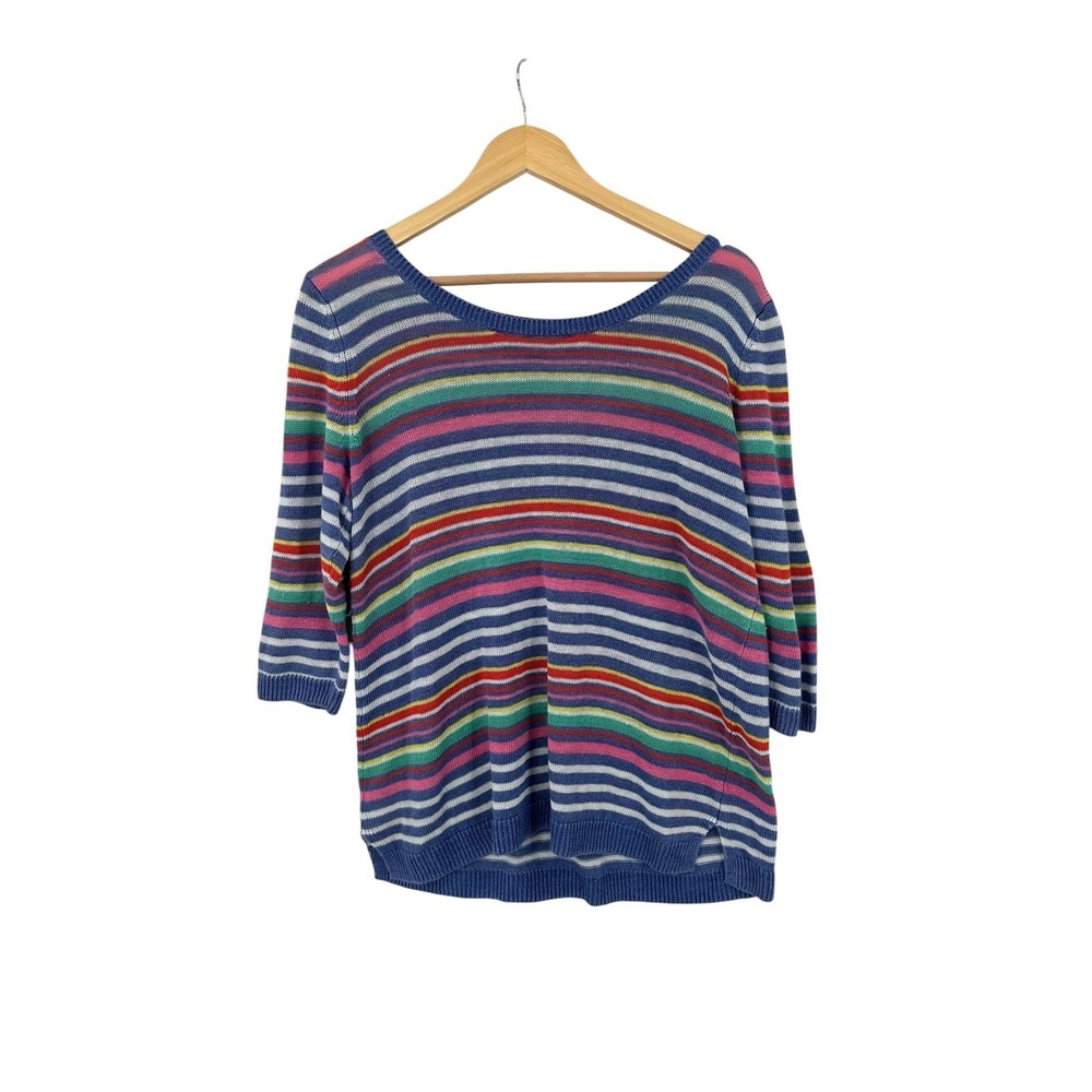 Talbots Striped Scoop Neck Sweater in Blue, Pink, Green, Red, White